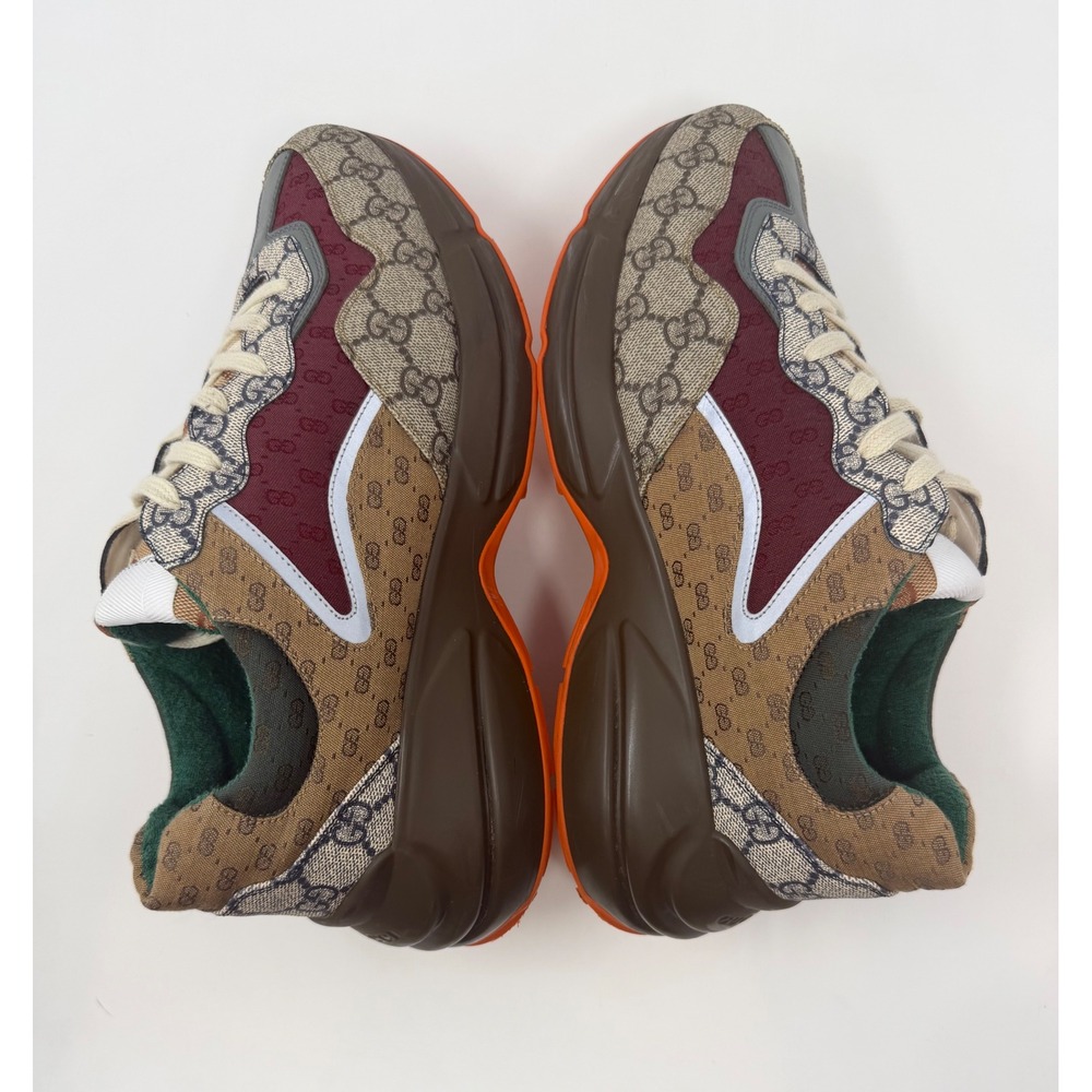 Gucci Rhyton GG Monogram Sneaker Beige/Brick Red Size 10 US 9 Gucci - Picture 3 of 9